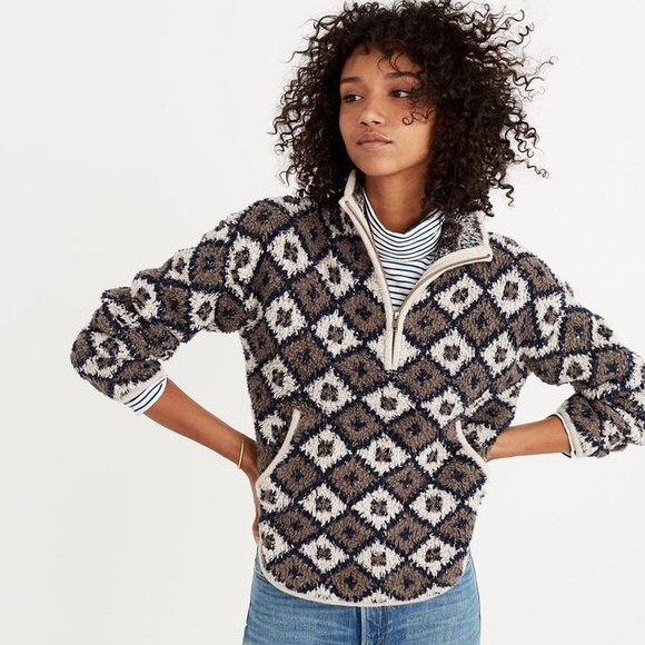 Madewell Sweaters - Madewell Sherpa Half-Zip Popover Sweater